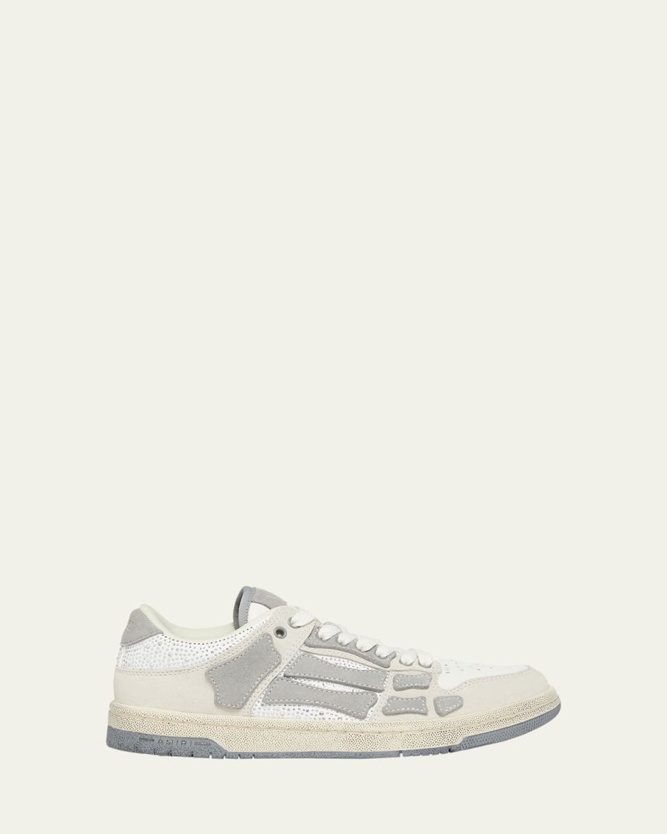 Skeleton Crystal Suede Low-Top Sneakers